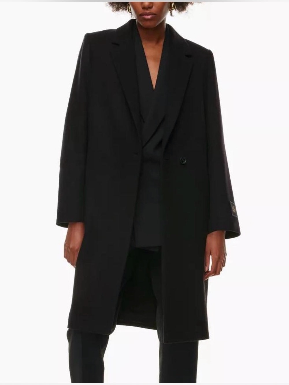 Aritzia Babaton Black Stedman Italian Virgin Wool Coat Overcoat Unlined Size XS